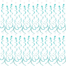 30 Pieces Hanging Swirls Party Foil Swirl Hanging Decoration，for Ceiling Birthday Graduation Wedding Celebration Baby Shower Party Supply（Light Blue）