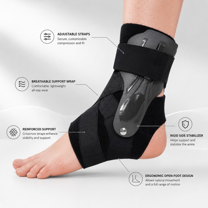 Breathable Adjustable Ankle Support Brace for Adults – Reinforced Compression
