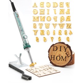 1/2" Wood Burning Letter Kit, 36 Pcs Alphabet and Number Branding Iron Stamps for Wood Leather Hats BBQ Bread, With an 80W Electric Branding Iron