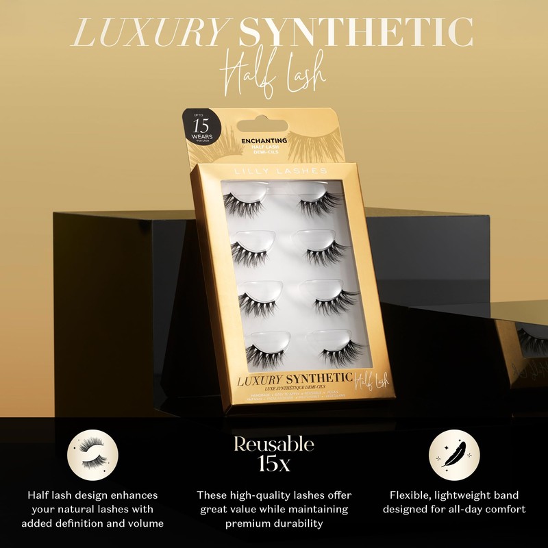 Lilly Lashes Luxury Synthetic Half Lashes (Pack of 4), False