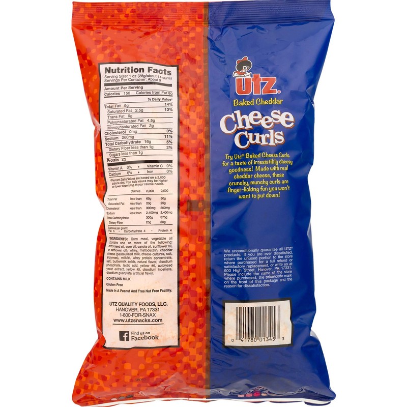 UTZ Baked Cheese Curls, 8.5 Oz Pack of 5