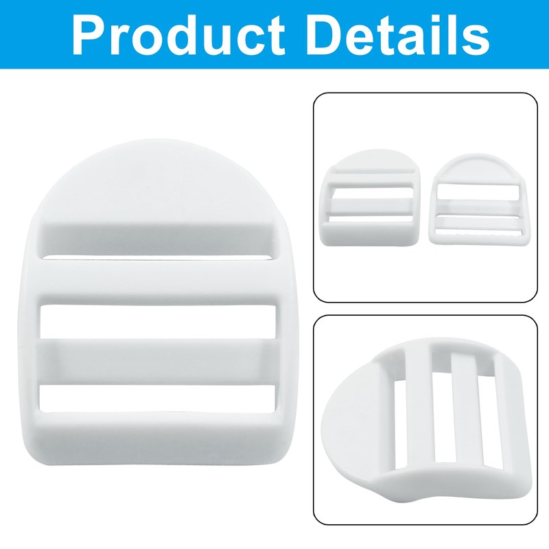 BokWin Ladder Lock Buckle, White, 1-1/4 inch