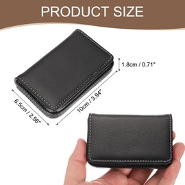 sourcing map Business Card Holder, PU Leather Business Card Case Pocket Business Name Card Holder with Magnetic Shut for Men and Women, Black