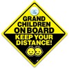 Grandchildren On Board Car Sign Keep Your Distance, Yellow Diamond