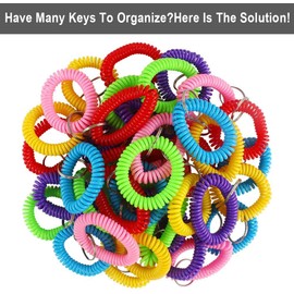 30 Pcs Wrist Keychains, Plastic Coil Bracelet Spring Spiral Keychain Wrist Coil Key Chain (6 Colors)