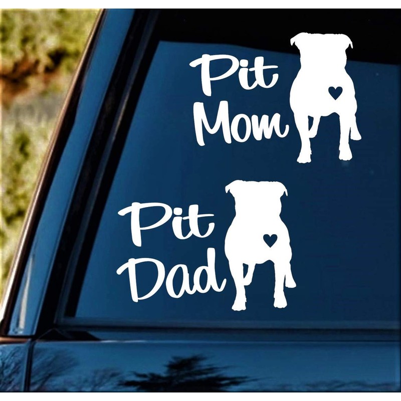Pit Mom and Pit Dad Pit Bull Decal Sticker for