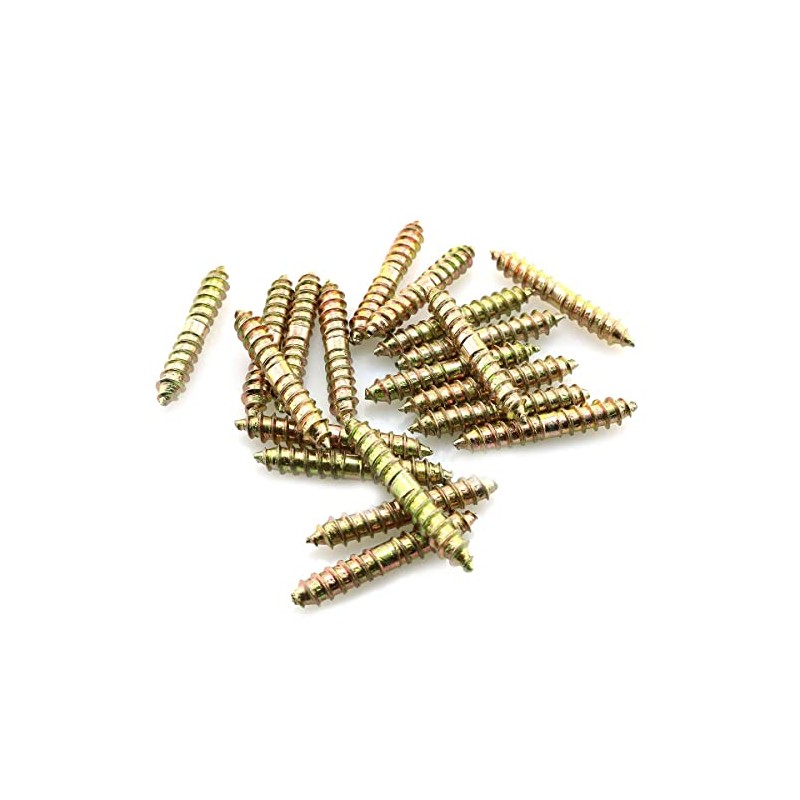 TAODAN 20pcs Dowel Screw Double Ended Wood Woodworking Furniture Connecting