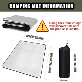 YUJUVI Aluminium Sleeping Mat Foam Mats 100 x 200 cm Sleeping Mat for Camping Insulated Blanket Foldable Tent Mat Floor Mat Thermal Blanket Mat Made of Aluminium Foil and EPE