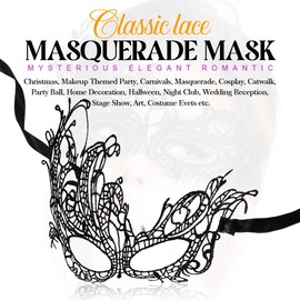 Nicute Lace Masquerade Mask for Women Black Masquerade Mask Eye Masks For Party Prom Ball Costume Mardi Gras Party Supply (Phoenix)