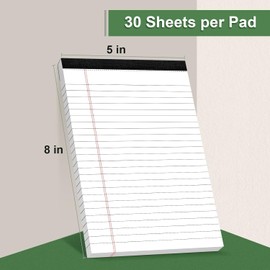 MuiAng 8 Pack Legal Note Pads 5 x 8 Inch Small Writing Pads College Ruled Notepad, White Legal Pads for Work or School, 30 Sheets/Pad, Perforated Recycled Note Paper for Note-Taking, Grocery List