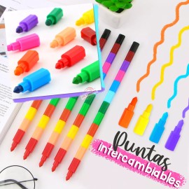 J.H COMPANY Set De 12 Crayon Puntas Intercambiables Colores Mayoreo