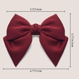 ZOUIQSS 2PCS Large Bow Hair Clips French Bowknot Hair Barrettes for Thick and Fine Hair Accessories for Women Girls(Black+Beige)