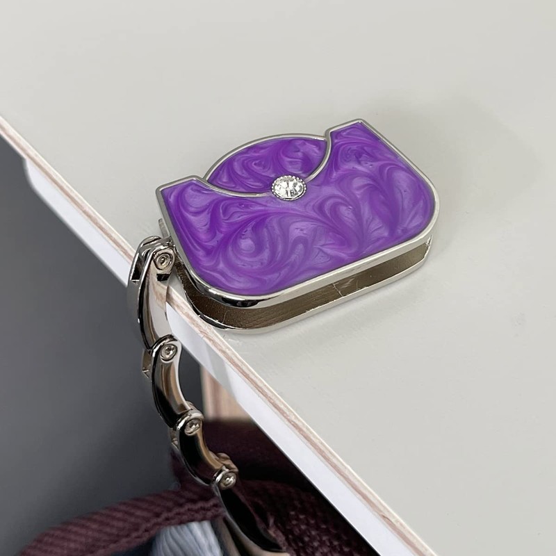 Wrapables Stylish Purse Hook Hanger, Foldable Handbag Table Hanger, Purple