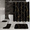 AZHM 4Pcs Shower Curtain Sets Black and Gold Marble Bathroom