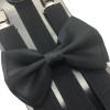 Coool Black Clip on Bow-Tie & Suspender Set Tuxedo Wedding