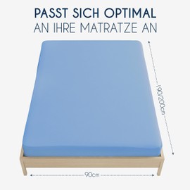 Dreamzie - Fitted Sheet 90 x 190/200 cm Pack of 2 - 100% Polyester Microsafer - Oeko Tex Certified - Fitted Sheet 90 x 200/190 cm Children - Coelin Blue