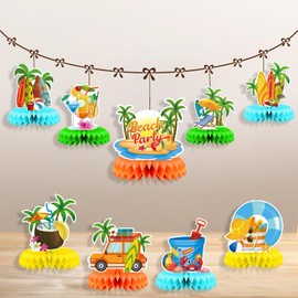 9 Pieces Beach Honeycomb Centerpieces, Beach Theme Party Decorations, Beach Centerpiece for Beach Party Table Decorations, Beach Centerpiece for Beach Party Decoration Supplies