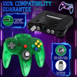 surcok Wired n64 controller, Classic Gamepad Joystick for N64 Video Game Console (Clear Green)