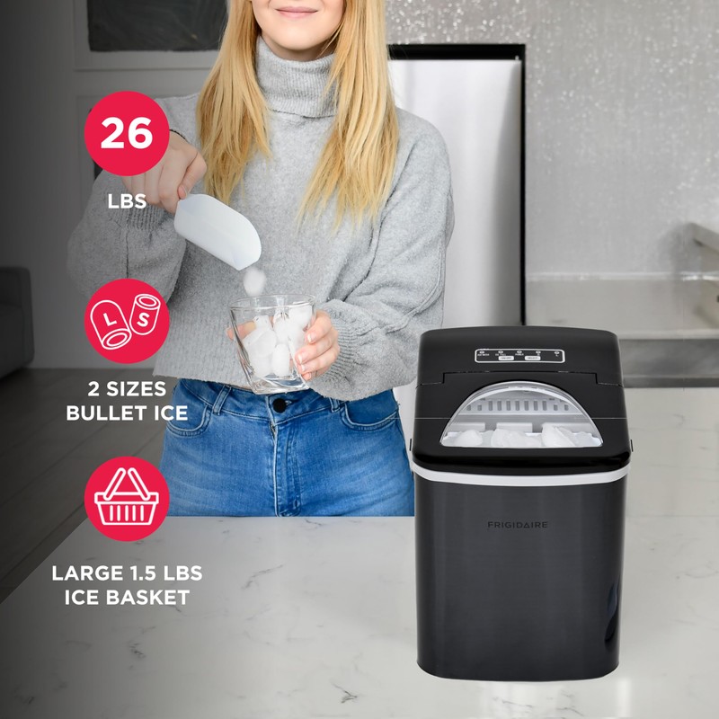 Frigidaire 26 Lbs per Day Portable Compact Maker, Ice Making