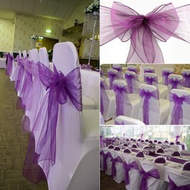 Yurosiay Bows for Chair Covers Chairs 18 x 275 cm Organza Chair Bows Chair Sashes Ribbons Elegant Chair Sashes for Wedding, Party, Birthday, Hotel, Banquet, Decoration
