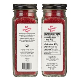 Watkins Red Decorating Sugar (No Artificial Dyes), Non-GMO, Kosher, 4.7 Ounce Jar, 1-Pack