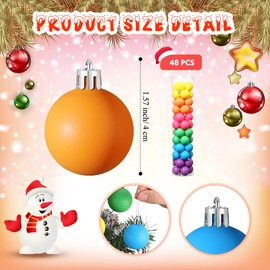 Simgoing Christmas Ball Ornaments Neon Color Christmas Tree Decorations Xmas Tree Decor Colored Shatterproof Baubles Plastic Holiday Hanging Balls for Christmas Party(48 Pcs,1.57 Inch)