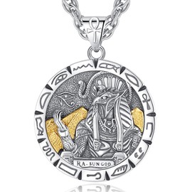 AEONSLOVE 925 Sterling Silver Egyptian Jewelry for Women Men, Eye of Ra Necklace Egyptian Pendant Eye of Horus Pendants Ancient Egyptian Necklaces Egypt Amulet Protection Talisman Religious Gifts