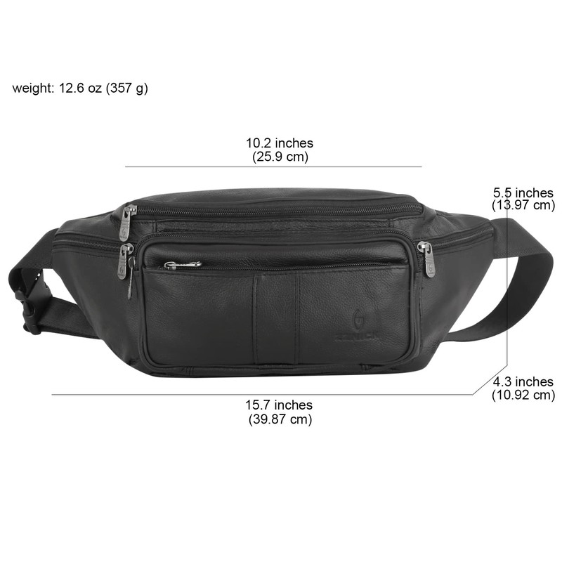 ZZNICK Genuine Leather Fanny Pack/Waist Bag/Organizer with Adjustable Belt, Multiple