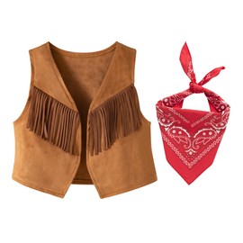 LXKIKMM Western Cowboy Style Costume Kids Vest with Bandana 18-24 Months