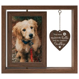 Aurlova Dog Memorial Gifts for Loss of Dogs, Rotating Wooden Dog Memorial Frame for 4x6 Photo, Pet Loss Sympathy Remember Gift for Dogs and Cats