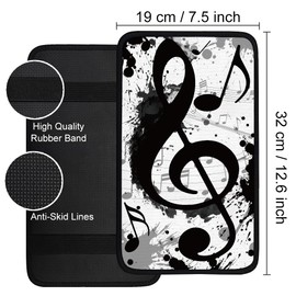 Hobbspring 1pc Center Console Armrest Cover Pad 32x19cm Music Note Neoprene Car Armrest Cushion Waterproof Armrests Seat Box Cover Protector for Universal Cars Vehicles SUVs