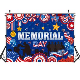 Memorial Day Backdrop for Photography 7x5FT Remember and Honor Banner Background Memorial Day Party Decorations Supplies for Home School Office (84x60 inch)