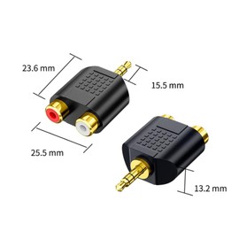 Sairps 3.5 mm TRS to Dual RCA Female, 3.5mm Stereo Male to Dual RCA Female Audio Headphone Jack Adapter-2 Pack