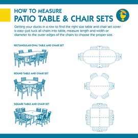 Duck Covers Elegant Waterproof 96 Inch Rectangular/Oval Patio Table & Chair Set Cover