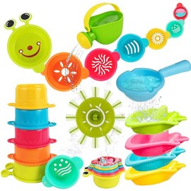 Bath Toy Baby from 1 2 3 4 Years, Mould-Free Bath Toy Set, Water Toy Children's Pool Swimming Pool Paddling Pool, Gifts for Boys Girls from 1 2 3 Years (13 Pieces)