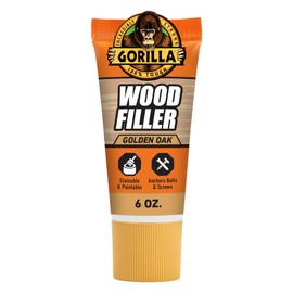 Gorilla All Purpose Wood Filler, Golden Oak Color, 6 Ounce Tube (Pack of 1) - Water Resistant for Indoor or Outdoor Projects and Repairs