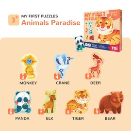 Toi 6 Packs Large Piece Toddler Jigsaw Puzzles for Kids Aged 3+, Animal Shaped Floor Puzzles for Beginner, Preschool Learning Game for Boys Girls, Animal Paradise