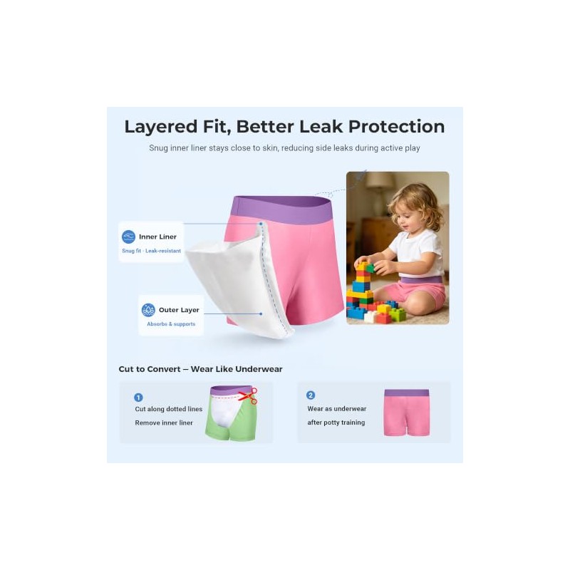 BIG ELEPHANT Training Potty Panties 6 Pieces, 100% Cotton, pink,