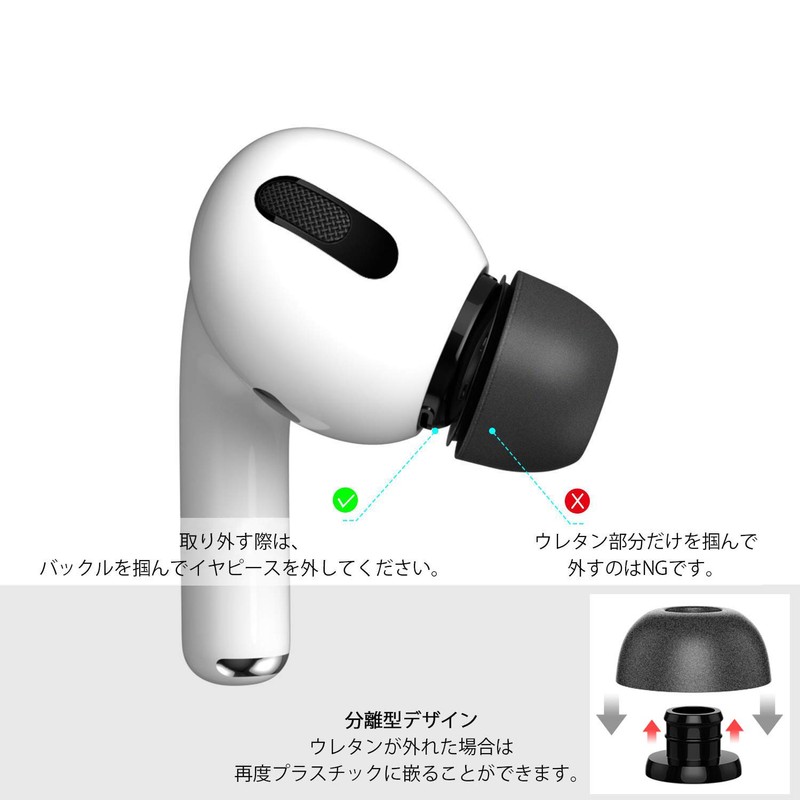 VSuRing Airpods Pro 2/1 Earbud Tips, Memory Foam, Urethane, 3