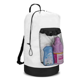 Dalykate Backpack Laundry Bag, Laundry Backpack with Shoulder Straps and Mesh Pocket Durable Nylon Backpack Clothes Hamper Bag with Drawstring Closure for College, Travel, Laundromat, Apartment