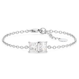 DAZZLE DREAMS JEWELRY Certified 1.5 CT Moissanite Bracelet for Women, D Color 925 Sterling Silver 18K White Gold Plated Adjustable Radiant Princess Bracelet Jewelry for Anniversary, Engagement