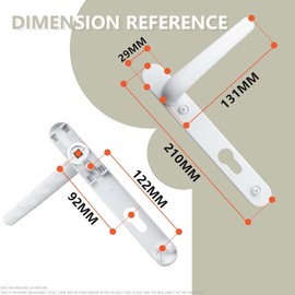 Bwintech White UPVC Door Handle Set, 92mm Backset,120mm Screw Hole Distance, 210mm Plate lengthSuitable for Exterior Door, Patio Door, Front Door