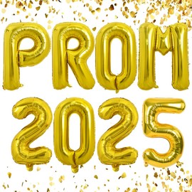 TONIFUL Prom 2025 Balloons - 32 Inch Gold Prom Letter Foil Balloons Banner Class of 2025 Prom Letters Props for Prom Night Party School Prom 2025 Graduation Prom 2025 Sign Decorations