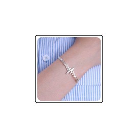 Wendalern Silver Heartbeat Bracelet Cute Life Line Charms Bracelet Silver Plated Lightning Love Cardiogram Bracelet Jewelry for Women and Girls