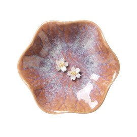 JAMEND CLXP Lotus Leaf Shape Ring Holder Dish, Small Key Bowl, Ceramic Trinket Tray Jewelry Dish Organizing Necklace Earrings for Mom Friend Sister. All Jewelries Are NOT Included. Purple.