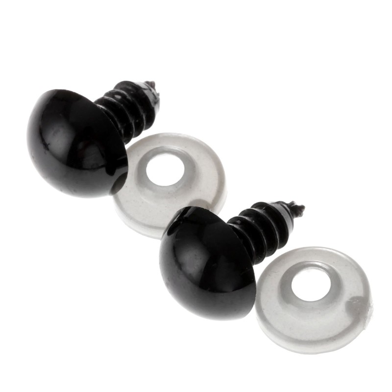 dophee 20Pcs Black Plastic Safety Eyes with Washers, Craft Eyes,