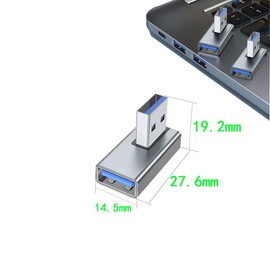 ZJKJHJY USB 3.0 Adapter, 90 Degree Right Angle Design, Supports 5Gbps Data Transfer Speed, 15W Fast Charging, Compatible with Laptop, Speaker, Keyboard, USB Hub, Mouse, Hard Drive