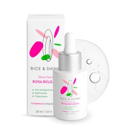 RICE & SHINE | Serum Facial Acido Hialuronico y Rosa Búlgara | Skin Care Con 60% más Vitamina E que el Aceite de Argán - 100% Natural | Hidratante Facial | Skincare