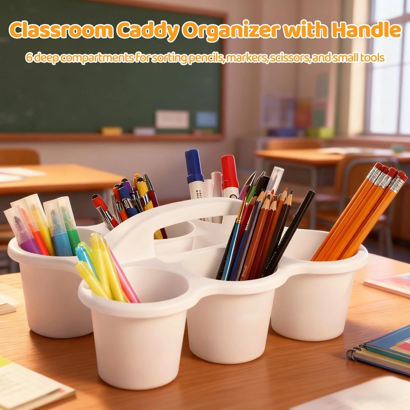 NIMBLOOM 4 PCS Classroom Caddy Organizer, Plastic Desk Storage Bin