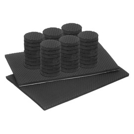 uxcell Non-Slip Furniture Pads, 50Pcs Rectangle, Round Self-Adhesive Rubber Anti Skid Grippers Pads, Table Leg Chair Feet Furniture Floors Protectors for Hardwood Floors, Black